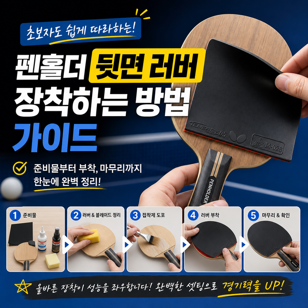 A hand demonstrating how to attach a rubber sheet to a table tennis paddle for beginners.